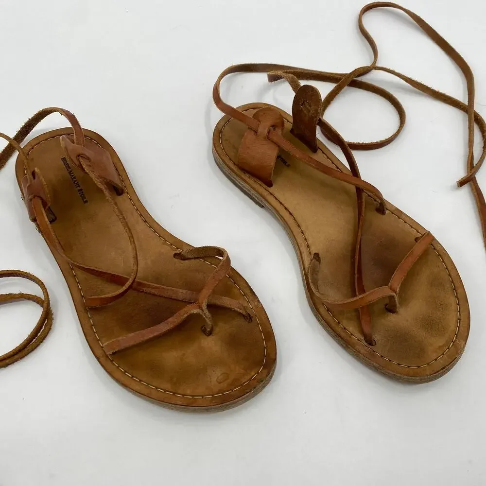 Isabel Marant Brown Leather Wrap Sandals